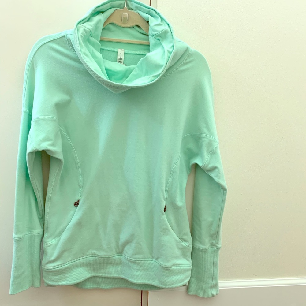 Lululemon Rest Day Pullover Sweatshirt Cowl Neck in Fresh Teal Mint - Picture 3 of 5